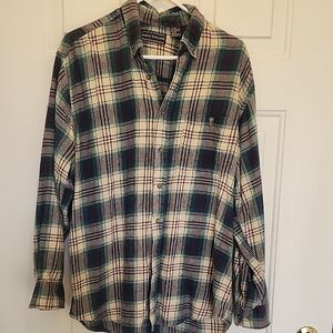 David Taylor Vintage Green and Blue Plaid Flanel  Shirt